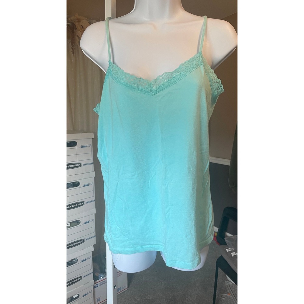 Women Y2K Lace Trim Coquette‎ Cami Medium Layering Tank Top Soft Girl Base